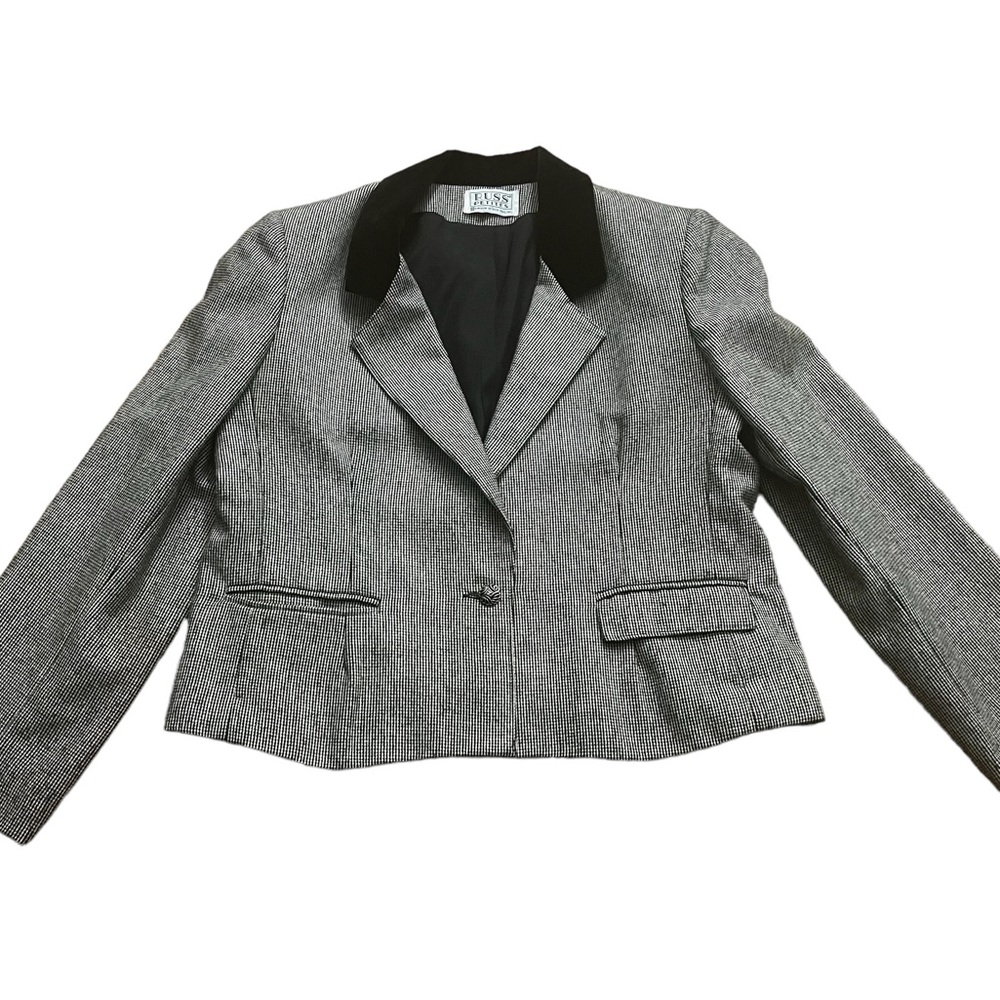 Vintage 1980’s Herringbone Black/White Blazer, Union Made, Great Quality, Medium